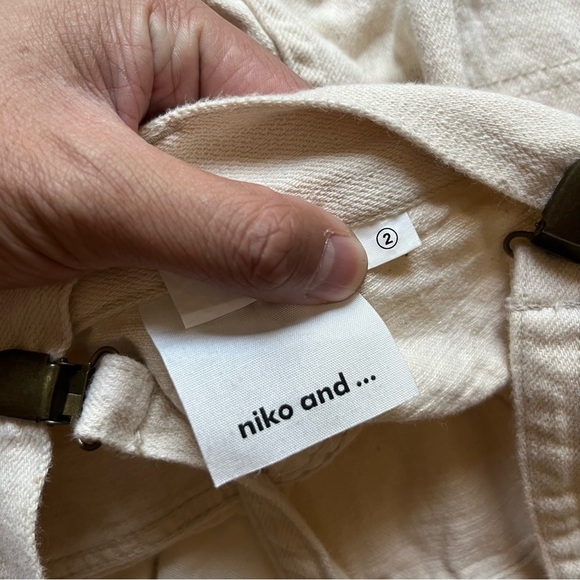 NIKO AND ivory cream denim slim leg cropped overall straps jeans - Picture 7 of 7